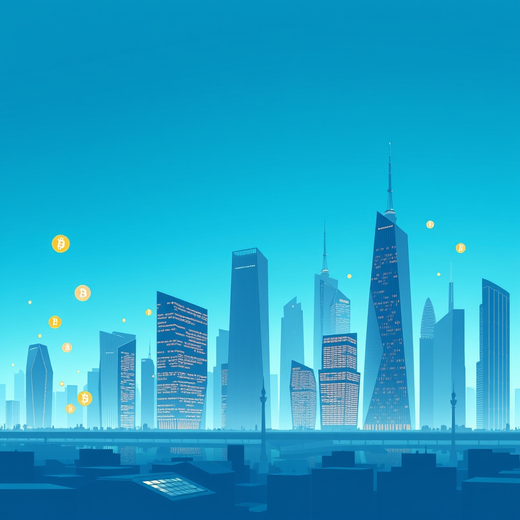 A professional portrait of Piero Cipollone, a financial expert, standing in front of a modern financial district skyline in Europe, with a focus on innovation and technology in finance.